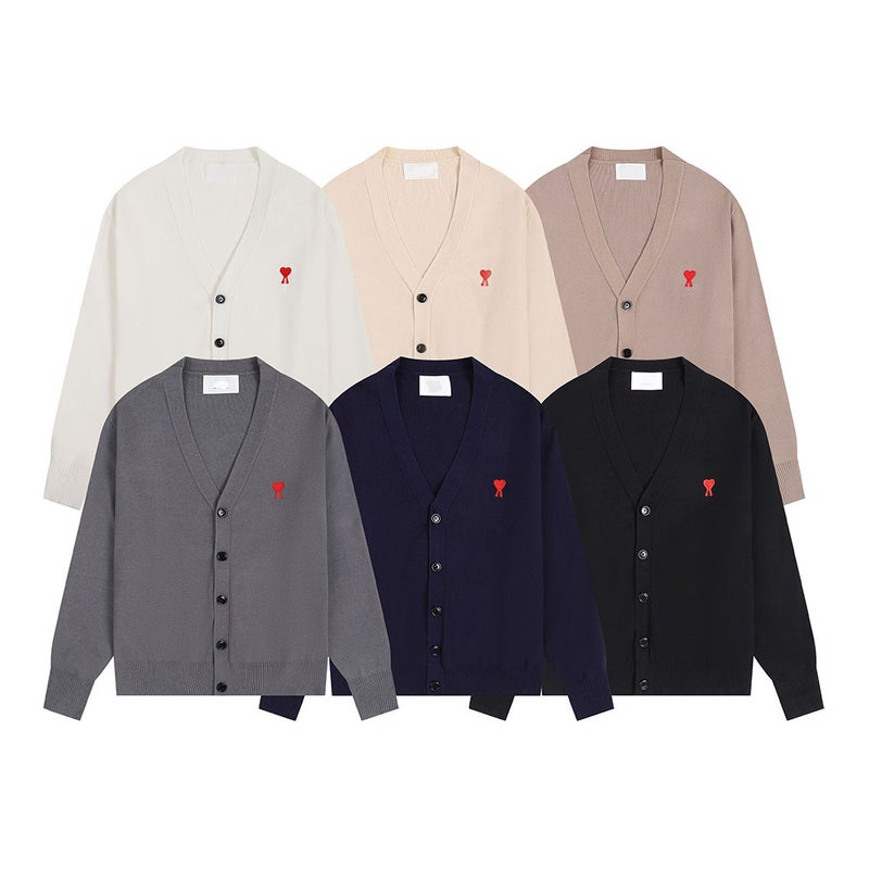 Generation Hair Ami Clams Love Letter Embroidery Classic Knitted Cardigan Sweater Loose For Men And Women Couples - Image 4